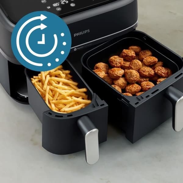 PHILIPS Airfryer NA351/00 - 9L dobbelttank - 8 madlavningsprogrammer - 2750W
