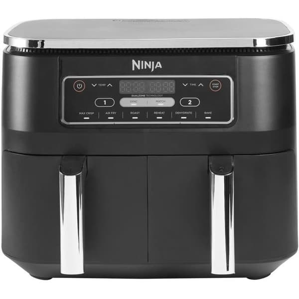 NINJA Öljytön Friteerauskeitin - Foodi Dual Zone AF300EU - 7,6 litran tilavuus - 6 kypsennysohjelmaa - 2400 W musta