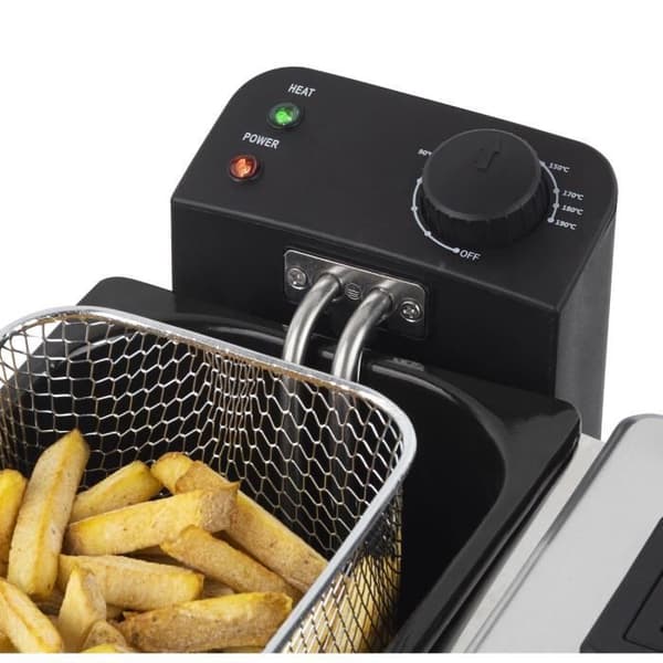 HKoeNIG Friteerauskeitin - DFX600 - Tuplasäiliö 2x3L - Itsenäiset termostaatit - Irrotettavat korit - Ruostumatonta terästä - 3600W