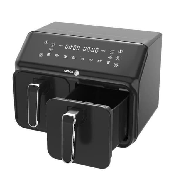 FAGOR Öljytön Friteerauskeitin - Airfryer FG2X4L - 8 litran tilavuus - Kaksi 4 litran säiliötä - 8 kypsennysohjelmaa - 2200 W
