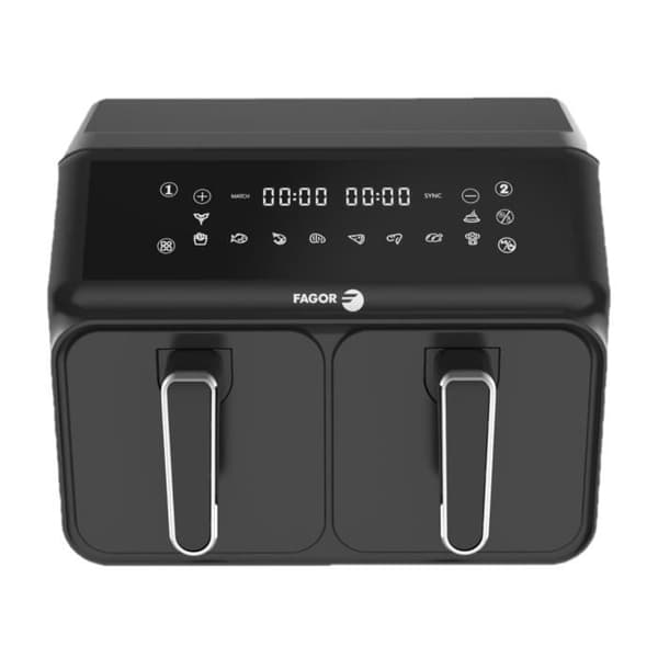 FAGOR Öljytön Friteerauskeitin - Airfryer FG2X4L - 8 litran tilavuus - Kaksi 4 litran säiliötä - 8 kypsennysohjelmaa - 2200 W