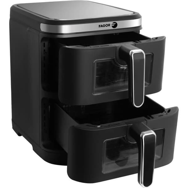 FAGOR Oliefri Frituregryde - Airfryer FGD11 - 11L Kapacitet - 5,5L Dobbelttanke - 12 Madlavningsprogrammer - 2800W