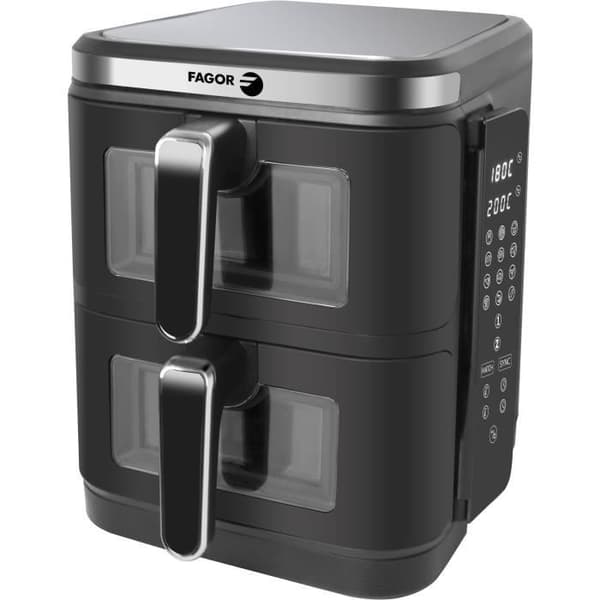 FAGOR Oliefri Frituregryde - Airfryer FGD11 - 11L Kapacitet - 5,5L Dobbelttanke - 12 Madlavningsprogrammer - 2800W