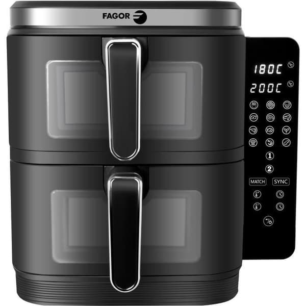 FAGOR Oliefri Frituregryde - Airfryer FGD11 - 11L Kapacitet - 5,5L Dobbelttanke - 12 Madlavningsprogrammer - 2800W