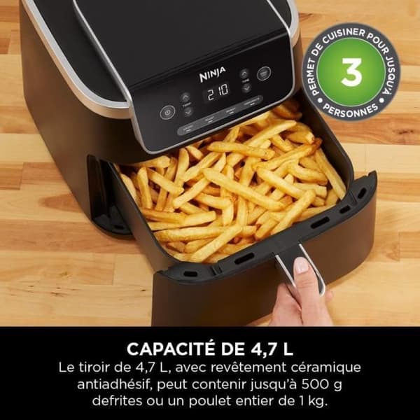 NINJA Öljytön Friteerauskeitin - Pro AF140EU - 4,7 litran tilavuus - 4 kypsennysohjelmaa - 2000 W