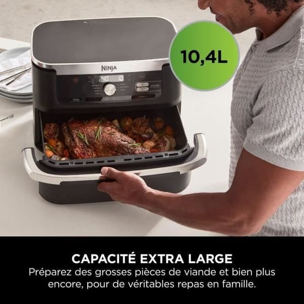 Oljefri fritös - NINJA - AF500EU - Foodi Flex - 10,4 L - 32,7 x 49,6 x 31,6 cm - Svart
