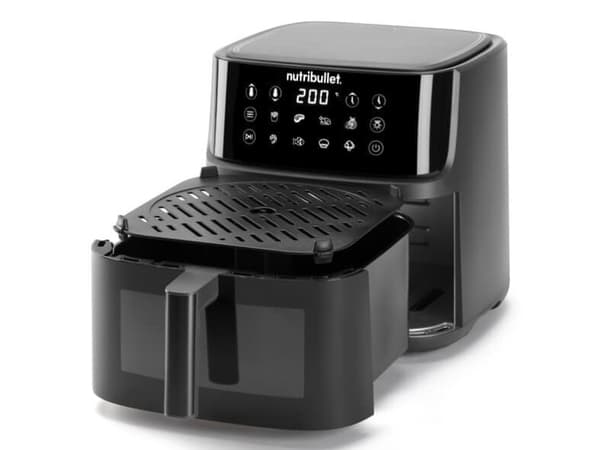 Nutribullet CRISPLITE VISION air fryer (black/silver, 2,000 watts, 8-liter basket, with viewing window)
