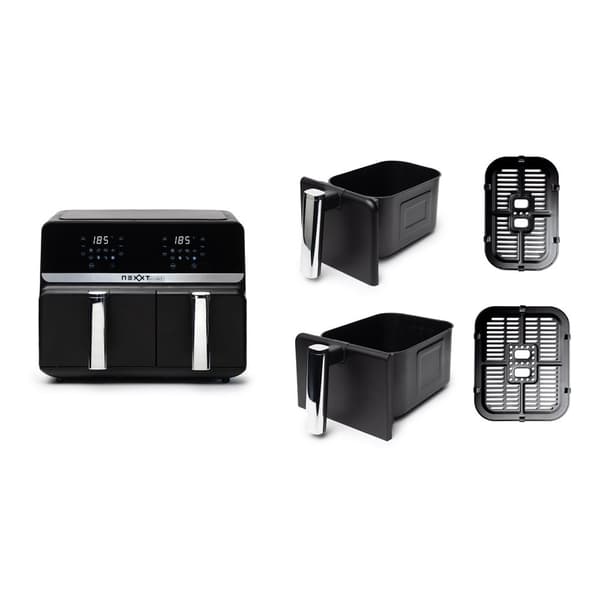 Nexxt Kaksinkertainen Airfryer – Kuumailmakuivain – 5,5 + 3,5 litraa – Kosketusnäyttö – Musta
