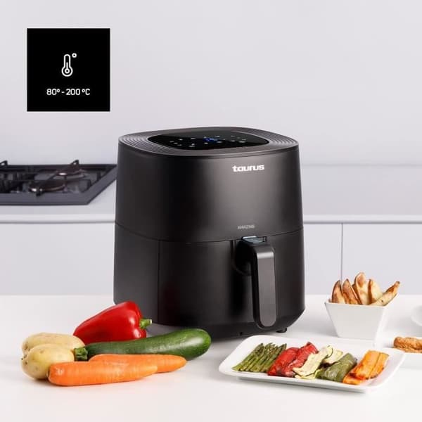 Taurus Amazing AF1701D - Luftrfritörare, utan olja, 5.5L, 800g potatis, 8 program, pekskärm, timer, upp till 200