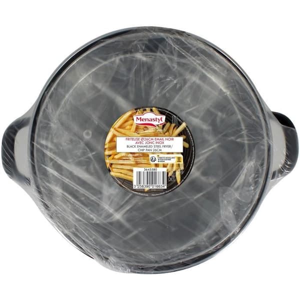Friteerauskeitin - MENASTYL - 3645580 - Emaloitua terästä - Musta - 26 cm - Kansi ja kori mukana - Sopii kaikille liesitasoille, myös induktiolle