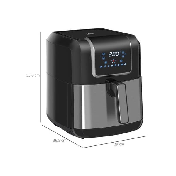 Luftfritös, 6,5 liter, 1700 watt, med 8 menyer, non-stick korg, 36,5 x 29 x 33,8 cm