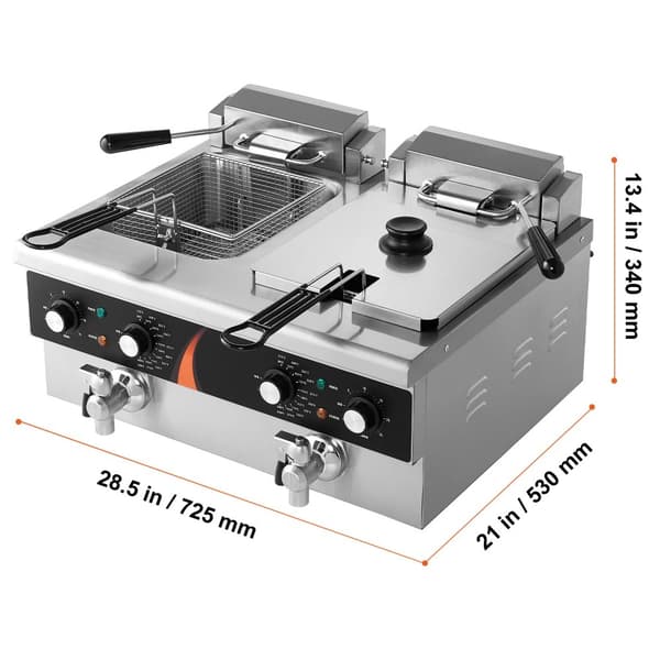 Kommersiell Fritös, 3500W Effekt, Dubbel 9QT Tankar,2 x 9QT