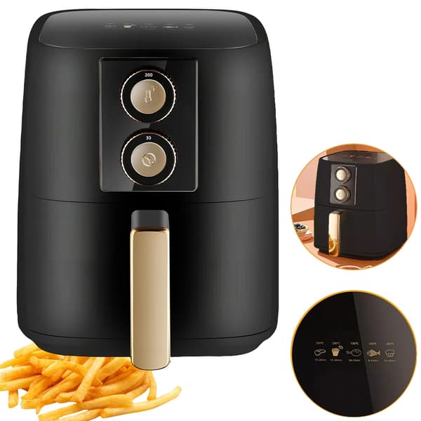 Elektrisk Air Fryer, 360° Cirkulerende Varm Luft, Intelligent Temperaturkontrol,EU, 5L 1500W