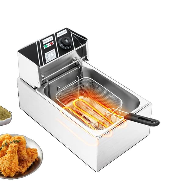 Elektrisk Frituregryde, 2500W Effekt, 1,59 Gallon Kapacitet, Justerbar Temperaturkontrol