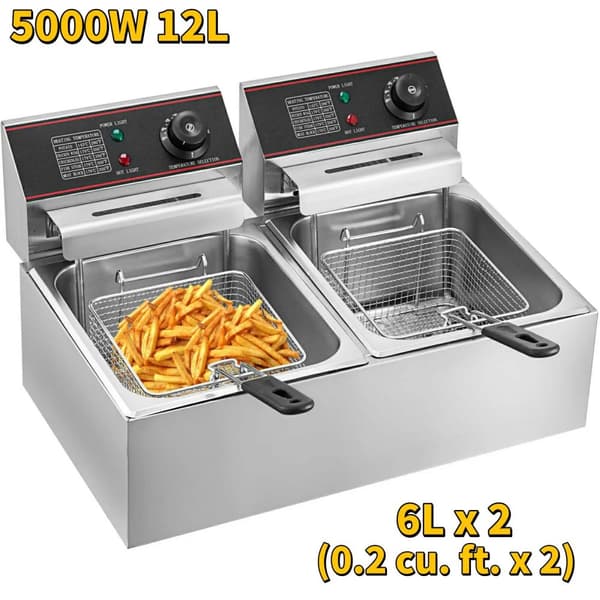 Kommersiel frituregryde, dobbelt tanke, 6L x 2 kapacitet,Dobbelt tanke, Type A (12L)