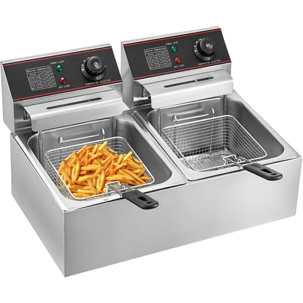 Elektrisk fritös, dubbla tankar, 5000W effekt,Typ A (12L), Dubbel tankar