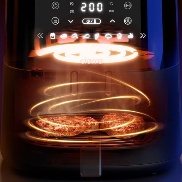 Fritös utan olja CIARRA 5L 8 program 1500W 200°C Airfryer LED-skärm CDAF1AB