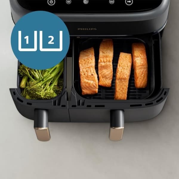 PHILIPS Airfryer NA352/04 - 9 litran kaksoissäiliö - 8 kypsennysohjelmaa - lisävarusteet sisältyvät - 2750 W