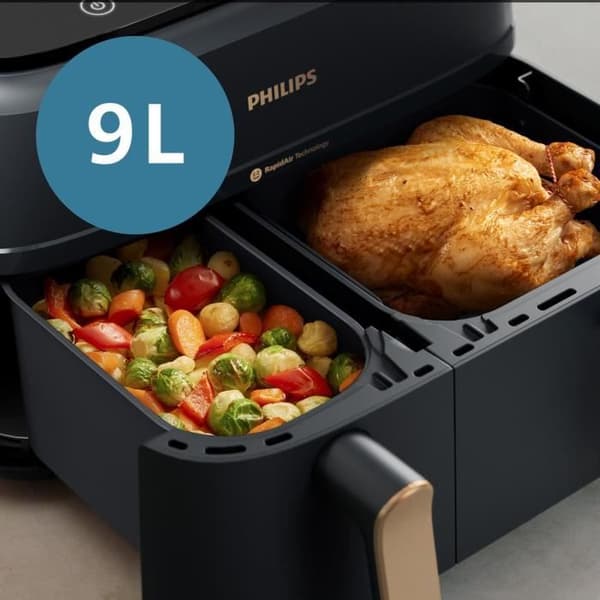 PHILIPS Airfryer NA352/04 - 9 litran kaksoissäiliö - 8 kypsennysohjelmaa - lisävarusteet sisältyvät - 2750 W