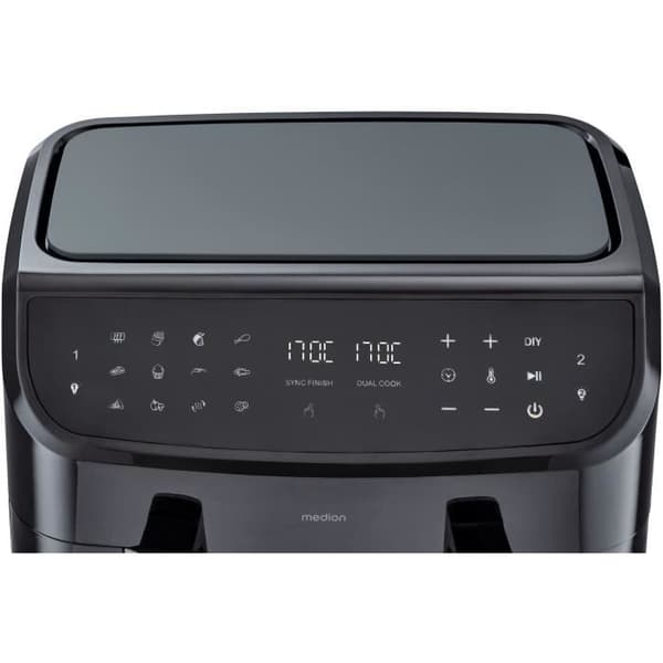Varmluftsfritös - MEDION - P20 XXL Twin - 2600 W - 2 korgar - 9 program - Svart