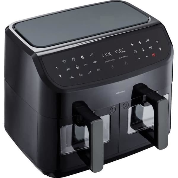 Varmluftsfritös - MEDION - P20 XXL Twin - 2600 W - 2 korgar - 9 program - Svart