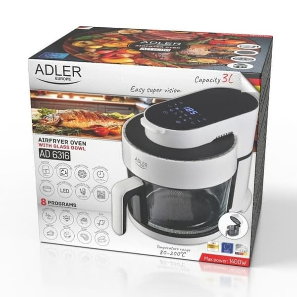 Varmluftsfrituregryde Adler AD 6316 Hvid Sort 1200 W 3 L