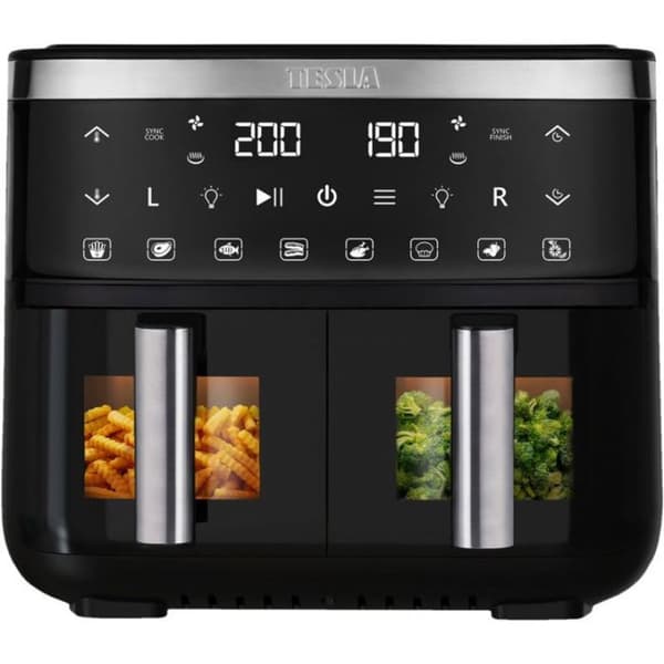 Fritös elektrisk Tesla Fritös utan fett AirCook DualZone Q450 XXL med dubbel korg