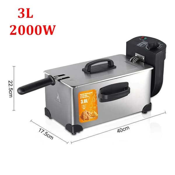 Elektrisk Frituregryde, 3L Kapacitet, 2500W Effekt, 50-200 ℃ Temperaturinterval,3L-EU stik