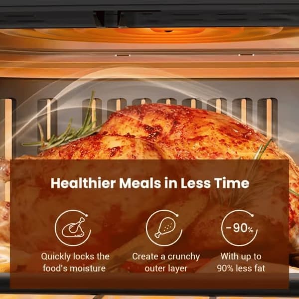 Proscenic T21 Air Fryer, 5.5L, LED-kosketusnäyttö, App & Alexa Smart Control, 8 esiasetettua ohjelmaa, musta
