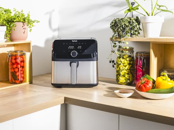 Tefal Easy Fry Mega EY855D10 fritös Enkel 7,5 L Fristående 2020 W Varmluftsfritös Svart, Rostfritt stål