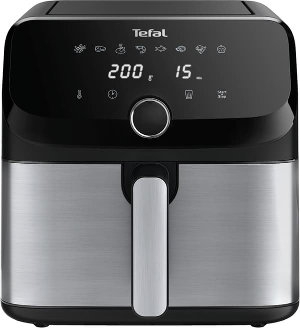 Tefal Easy Fry Mega EY855D10 fritös Enkel 7,5 L Fristående 2020 W Varmluftsfritös Svart, Rostfritt stål