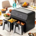 Miniatyrbillede 1 af 11: Varmluftsfrituregryde InnovaGoods Fryinn Double 8000 Sort 3400 W 8 L Rustfrit stål