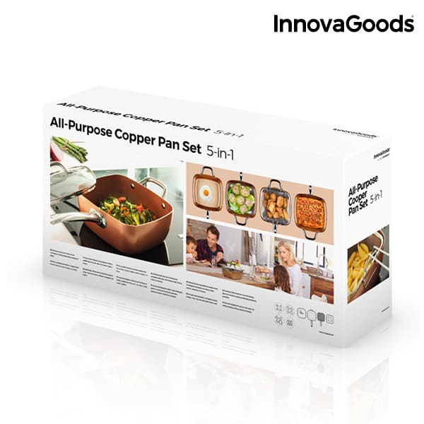 Copper 5 i 1 Multifunktionelt Stegepande Sæt Coppans InnovaGoods 4 Dele