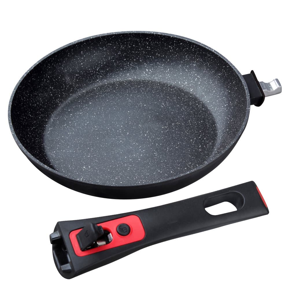 Marmorbelagt stegepande med aftageligt håndtag - 24 cm