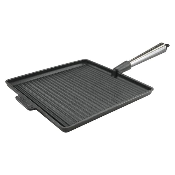 Gjutjärns Fyrkantig Grillpanna 28x28 cm Stålhandtag