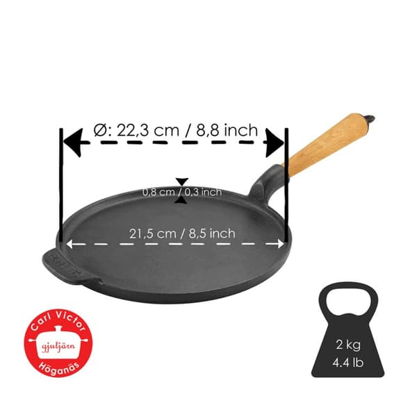 Gjutjärns Pannkaksjärn 23cm Bok
