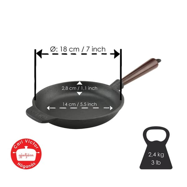Gjutjärns Stekpanna 18cm Trähandtag
