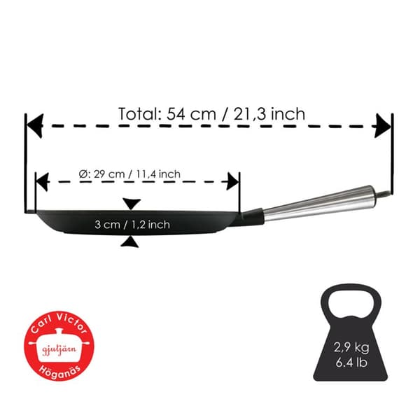 Gjutjärns Grillpanna 28 cm Stålhandtag