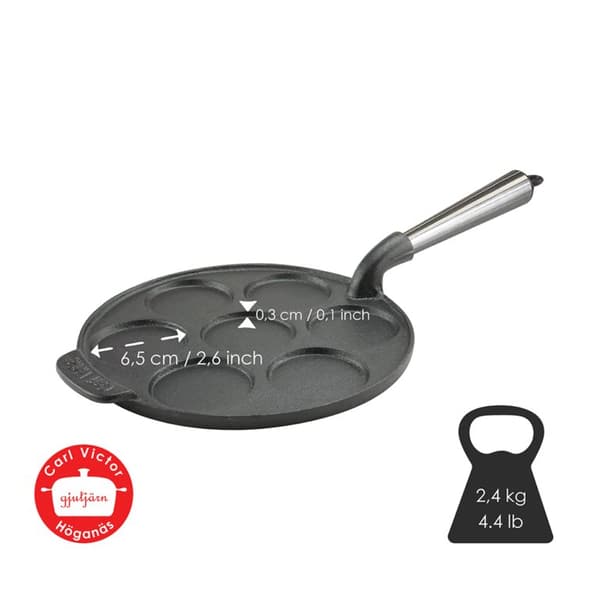 Gjutjärns Plättjärn 23cm Stålhandtag