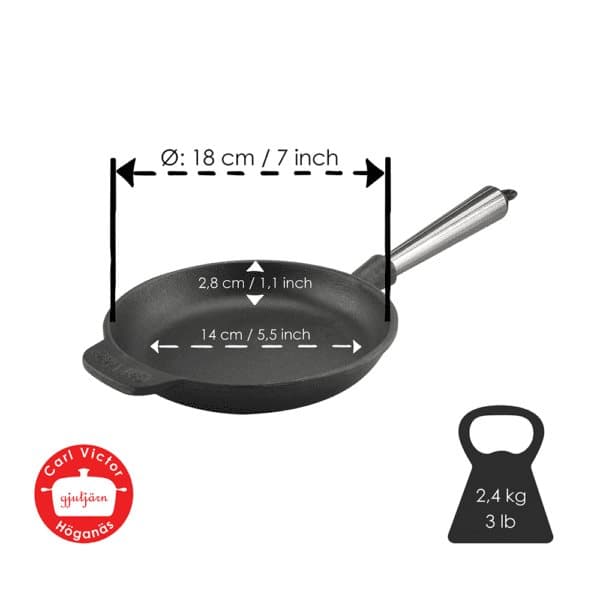 Gjutjärns Stekpanna 18cm Stålhandtag