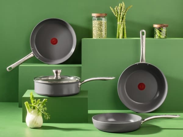 Tefal wokpanna, 28 cm, keramisk beläggning, grå