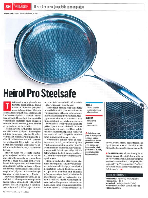 Heirol Pro Steelsafe är en stekpanna för servering, tillverkad av rostfritt stål med en non-stick beläggning, 28 cm.