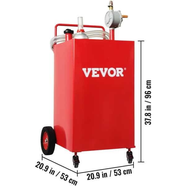 VEVOR 30 Gallon Brændstof Caddy, Holdbart Rustfrit Stål, Bærbart Design,RØD