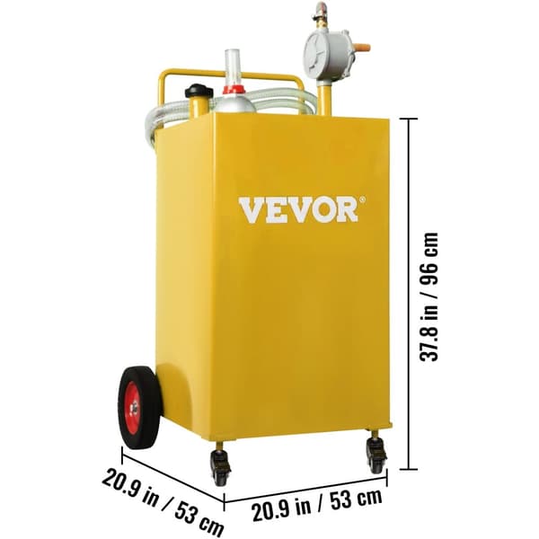 VEVOR 30 Gallonan Polttoainekannu, Kestävä Ruostumaton Teräs, Kannettava Suunnittelu,Keltainen