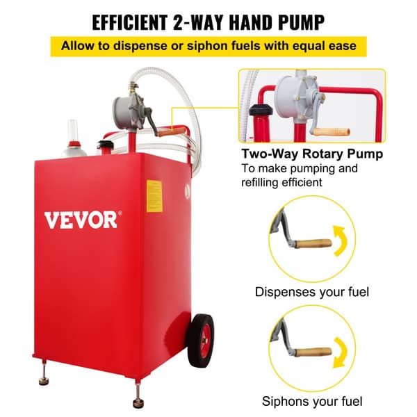 Brændstofvogn, 30 gallons kapacitet, tovejs roterende pumpe