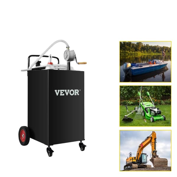 Brændstofvogn, 35 gallons kapacitet, tovejs roterende pumpe,Sort