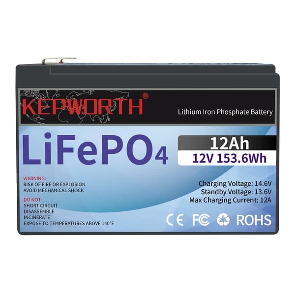 Uppladdningsbart batteri, 12V 12Ah kapacitet, inbyggd BMS-teknik, KEP 12V 12AH