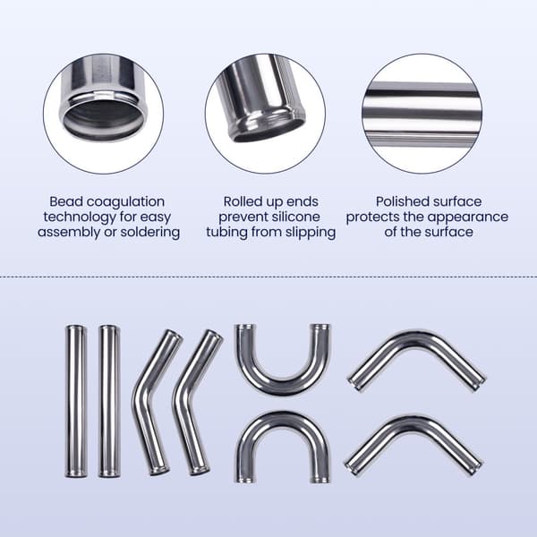 2,5" Intercooler Turbo Rörkit, Universell Passform, Högkvalitativ Aluminium, Förbättrad Luftflöde