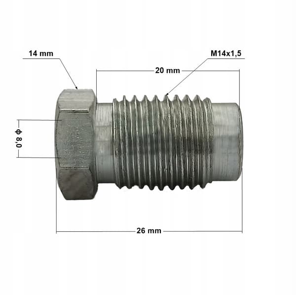 KPS-49 Jäykkä jarruletkun pää M14x1.5 putki 8mm