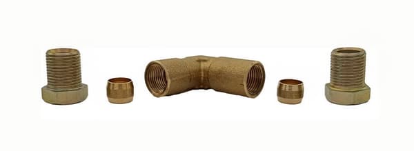 Albueforbindelse til brændstofrør, kobber - stål, 8 mm - uden krympning